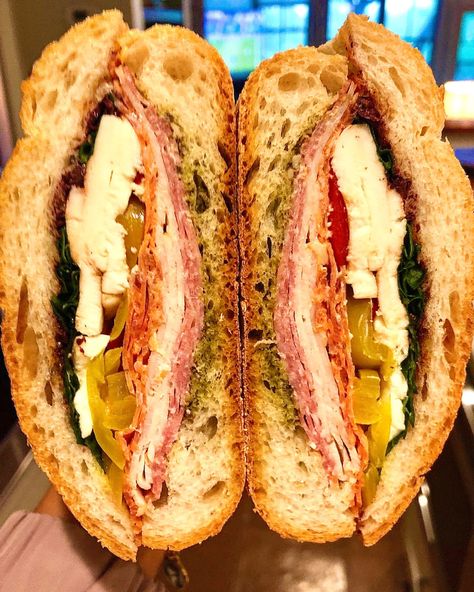 Pressed Italian Sandwiches Pressed Sandwiches Overnight, Italian Combo Sandwich, Italian Combo Sandwich Recipe, Harvest Meals, Italian Sandwich Recipes, Italian Sandwiches, Pizza Sides, Crisp Salad, Tailgating Food