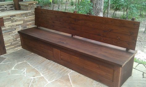 Custom Wood Cedar Bench with Piano Hinge Top Rustic Storage Bench, Garden Storage Bench, Diy Wood Planters, Cedar Bench, Benches Outdoor, Chest Drawer, Piano Hinge, Deck Seating, Outdoor Storage Bench