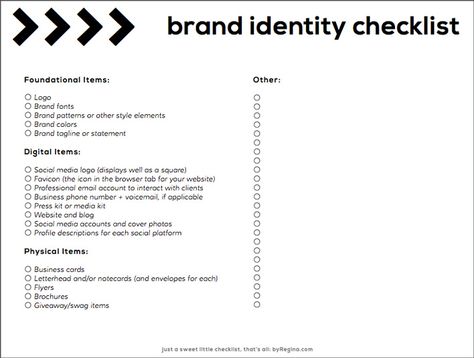 Branding Basics, Branding Checklist, Brand Manual, Business Checklist, Jacquard Top, Business Savvy, By Regina, Branding Your Business, Blog Inspiration