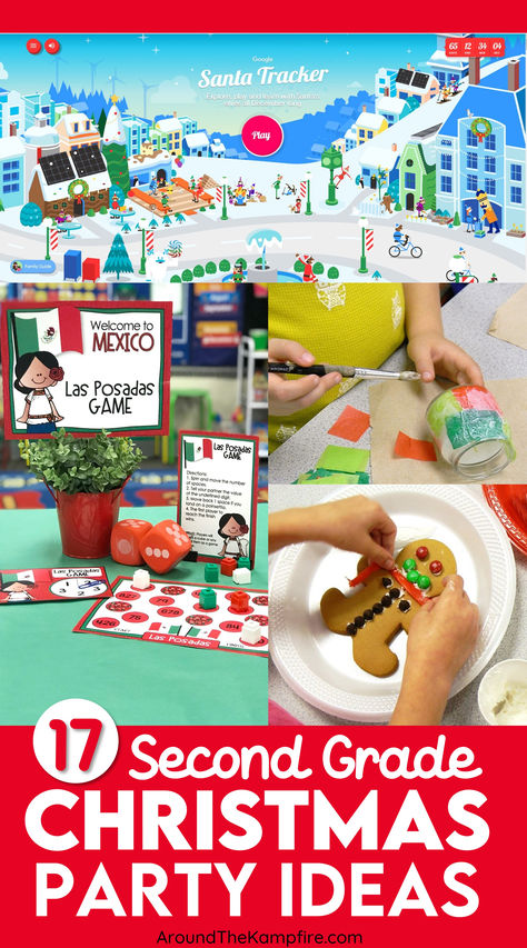 Classroom Christmas party ideas and Christmas activities for 2nd and 3rd grade kids at school. Classroom Xmas Party Games, Classroom Christmas Party Rotations, Second Grade Holiday Crafts, Classroom Christmas Party 2nd Grade, Fifth Grade Christmas Activities, Class Christmas Party Themes, Christmas Party 2nd Grade, Grinch Classroom Christmas Party, Kids Class Christmas Party Ideas