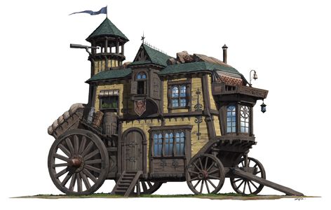 “RV” design, Z PZ on ArtStation at https://www.artstation.com/artwork/bzkzn Pengzhen Zhang, Rv Design, 3d Karakter, Medieval Houses, Fantasy Props, 다크 판타지, Fantasy House, Fantasy Places, Game Concept