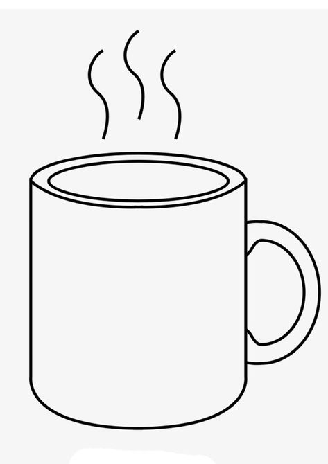 Coffee Mug Printable Template, Mug Pictures Ideas, Coffee Mug Clipart, Coffee Cup Coloring Pages, Mug Drawing Simple, Coffee Mug Template Free Printable, How To Draw A Coffee Cup, Coffee Mug Outline, Coffee Cup Drawing Simple