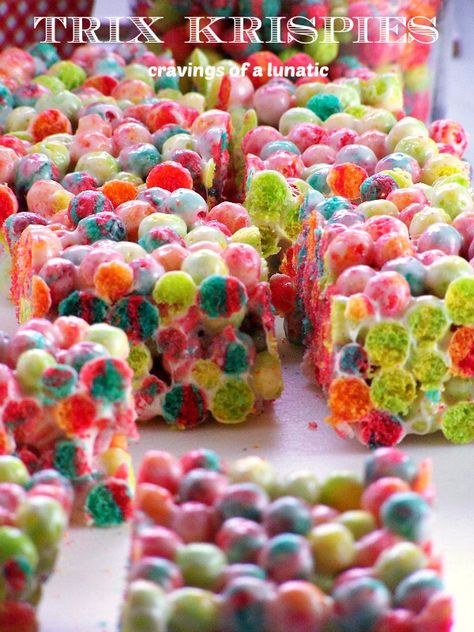 Trix Cereal, Krispie Treats Recipe, Marshmallow Treats, Cereal Treats, Cereal Bars, Rice Crispy Treats, Crispy Treats, Rice Krispie Treats, Retro Recipes