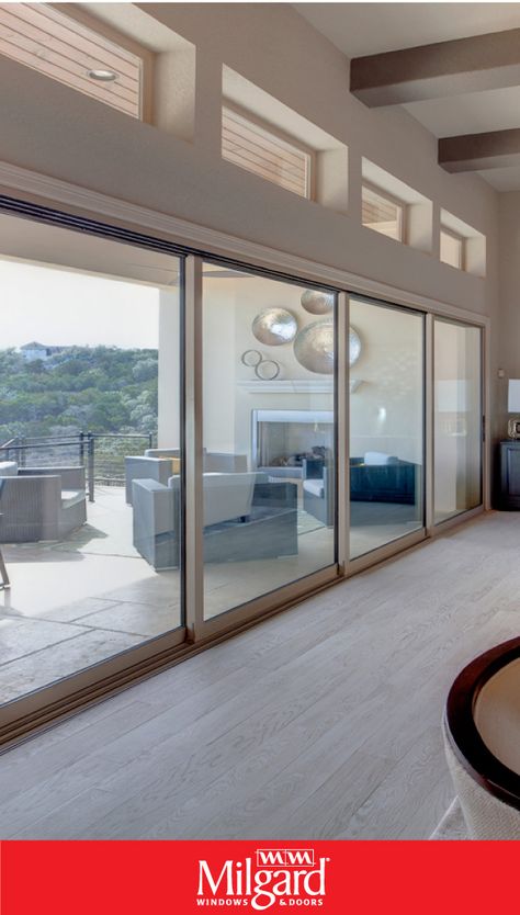 Open Sliding Glass Doors, Full Glass Window Living Rooms, Windows Above Sliding Glass Doors, Window Walls That Open, Wall Of Glass Doors And Windows, Clear Sliding Doors, Floor To Ceiling Glass Doors, Floor To Ceiling Sliding Glass Doors, Wall Of Doors To Patio