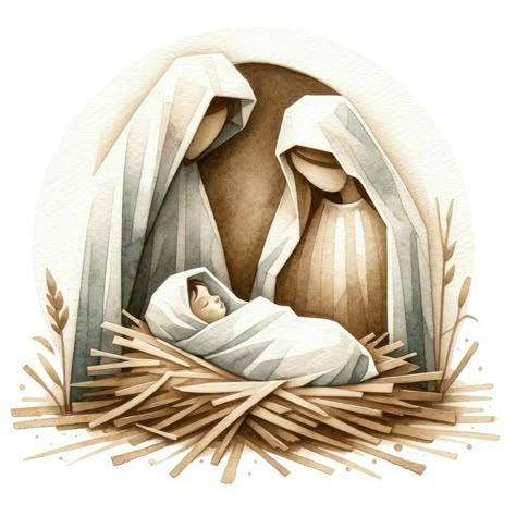 Christmas Nativity Images, Nativity Images, Jesus In The Manger, Nativity Painting, Christmas Manger, The Nativity Scene, Christmas Graphic Design, Jesus Drawings, Mary And Joseph