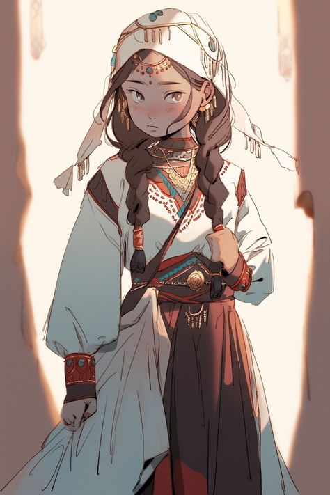 Fairy Barbarian, Desert Outfit, Bed Crown, Diverse Characters, Roleplay Characters, Character Study, Anime Child, Kid Character, Girls Illustration