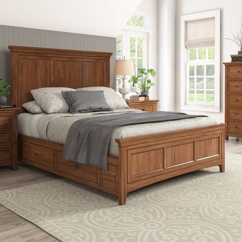 Give your bedroom timeless style with this beautiful panel bed. Blending a simple, classic look with a contemporary touch, this bed will match almost any decor. Wood Sleigh Bed, Wood Sleigh, Transitional Decor Bedroom, Classic Bed, Transitional Living Rooms, Bedding Brands, Beds For Sale, Transitional Decor, Panel Bed