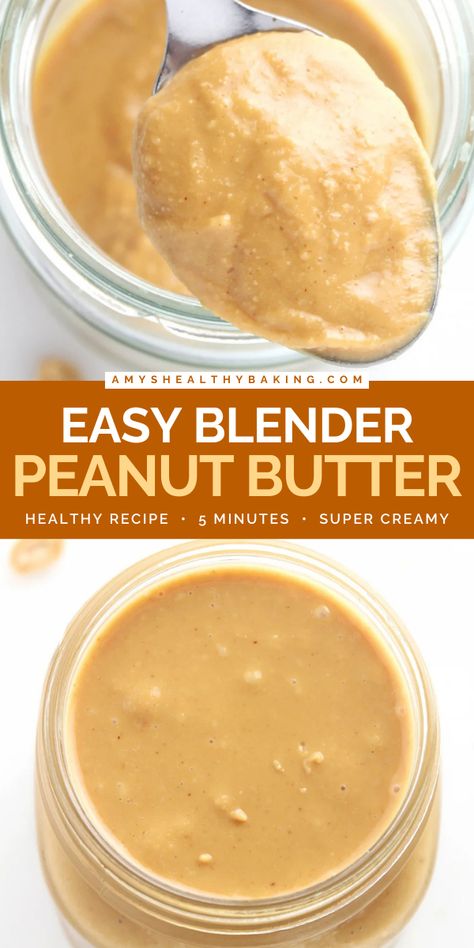 Give this condiment idea a try! You're just 5 minutes away from this Easy Blender Peanut Butter. Deliciously smooth and creamy, this healthy homemade peanut butter recipe is so much better than store-bought! Creamy Peanut Butter Recipes, How To Make Homemade Peanut Butter, Make Peanut Butter, How To Make Peanut Butter, Jiff Peanut Butter, Powdered Peanut Butter Recipes, Healthy Homemade Peanut Butter, Peanut Butter Homemade, Peanut Butter At Home