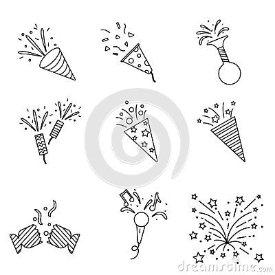 Fireworks Doodle, Confetti Drawing, Firework Illustration, Confetti Illustration, Fireworks Illustration, Firework Tattoo, Drawings Techniques, How To Draw Fireworks, Diwali Lantern