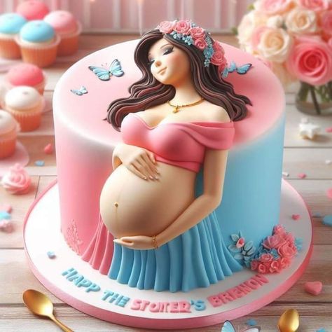 Baby Belly Cake, Baby Reveal Cakes, Belly Cakes, Baby Shower Cake Designs, Romantic Quotes For Him, Baby Sketch, Cake Making, Baby Belly, Beachwear Fashion