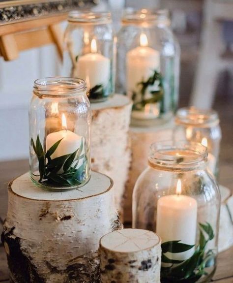 Rustic Wedding Decorations, Diy Candle Holders, Rustic Wedding Centerpieces, Rustic Wedding Decor, Wedding Deco, Diy Wedding Decorations, Romantic Weddings, Diy Candles, Simple Weddings