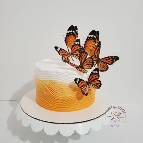 Monarch Butterfly Birthday, Orange Color Cake, Butterfly Baby Shower Cake, Orange Birthday Cake, Butterfly Birthday Cake, Birthday Cale, Butterfly Themed Birthday Party, Enchanted Forest Birthday, Butterfly Birthday Theme