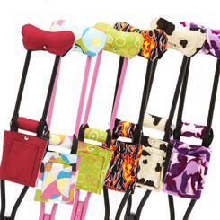 We have the largest selection of top trending designer fabrics and colors.  Fabrics are either a faux fur, fleece (yummy soft) or USA grown cotton (heavyweight quality!).   All are washable and have the "just right" density of padding for comfort. Crutches Padding Diy, Crutches Diy, Crutch Bags, Crutch Covers, Crutches Accessories, Crutch Pad, Cast Covers, Diy Socks, Crutches