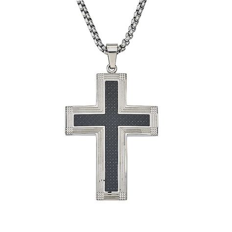 Chain Men Crosses Mens Stainless Steel Cross Pendant Necklace - JEWELRY CLOSURE: Lobster Clasp  LINK CONSTRUCTION: Solid  SHAPE: Cross  METAL COLOR: Black  CHAIN LENGTH: 24 Inch  CHAIN WIDTH: 3 Millimeters  PENDANT LENGTH: 40mm  PENDANT WIDTH: 25mm  METAL: Stainless Steel  CHAIN CONSTRUCTION: Link  CARE: Wipe Clean  COUNTRY OF ORIGIN: Imported Jcpenney Jewelry, Enchanted Jewelry, Stainless Steel Cross Pendant, Mens Cross Necklace, Steel Cross, Mens Crosses, Gold Chains For Men, Cross Jewelry, Gold Cross