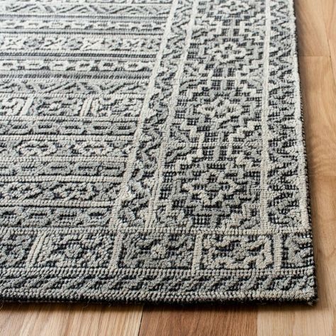 Bungalow Rose Hubbert Handmade Tufted Wool Gray/Black Area Rug | Wayfair.ca Abstract Area Rugs, Gray Runner Rug, Abstract Rugs, Modern Wool Rugs, Abstract Hand, Boho House, Black Area Rugs, Wool Runner Rug, Wool Runners