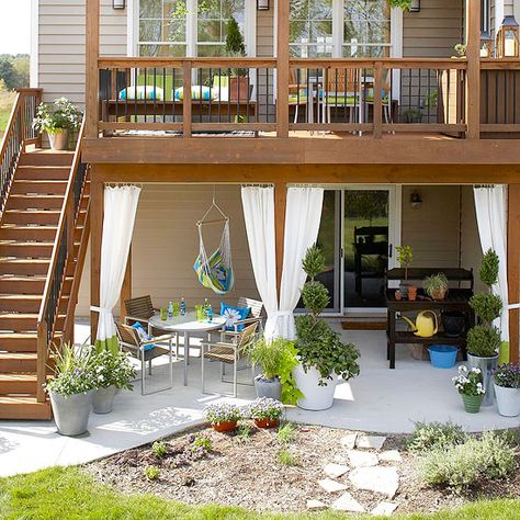 mulch in front of patio instead of grass Potting Station, Large Deck, Decks Backyard, Diy Deck, Have Inspiration, Backyard Deck, Pergola Patio, Patio Spaces, Building A Deck