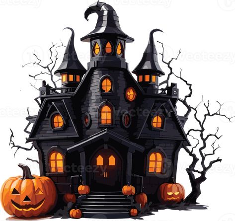 Haunted House Clipart, House Clipart, Halloween Haunted House, Cartoon House, Halloween Haunted Houses, Halloween Haunt, Little House, Aesthetic Backgrounds, Haunted House