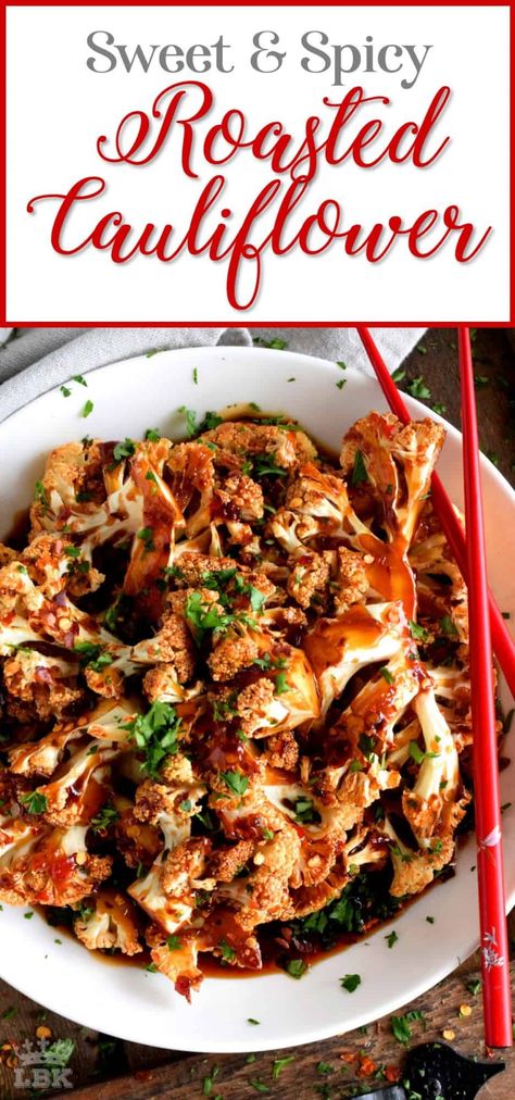 Sweet Chili Cauliflower, Cauliflower Chili, Cashew Cauliflower, Spicy Roasted Cauliflower, Vegan Cauliflower Recipes, Veggie Ideas, Chinese Buffet, Delicious Sides, Spicy Cauliflower