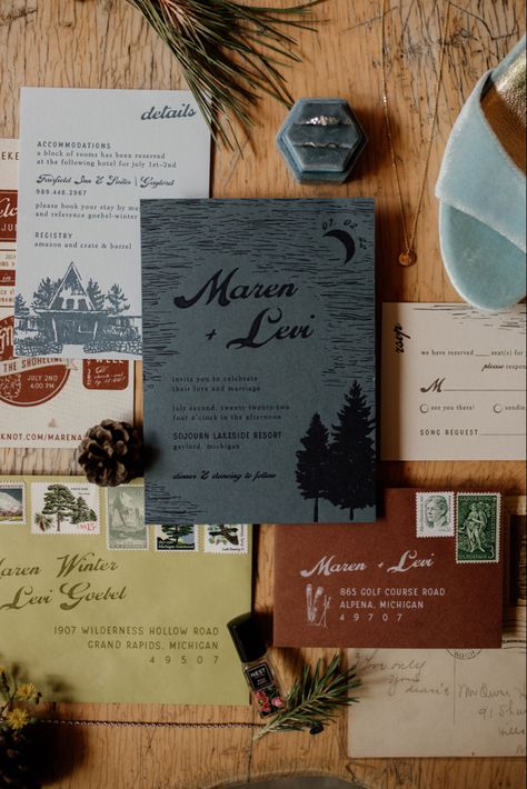 Camping Wedding Invitations, Campsite Wedding, Outdoorsy Wedding, Campground Wedding, Elopement Invitation, Summer Camp Wedding, Retro Wedding Invitations, Lakeside Resort, Woodsy Wedding