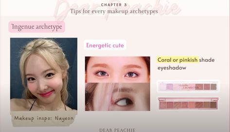 Energetic Cute Makeup, Ingenue Essence Makeup, Ingenue Makeup Archetype, Archetype Makeup, Makeup Archetypes, Dear Peachy, Ingenue Makeup, Ingenue Essence, Essence Makeup