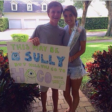 Monsters inc Cute Hoco Proposals, Homecoming Poster Ideas, Cute Promposals, Prom Posters, Cute Homecoming Proposals, Cute Prom Proposals, Asking To Prom, Homecoming Posters, Dance Proposal