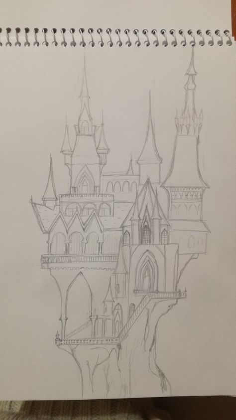 Aesthetic Scenery Sketch, Castle Drawing Sketches Easy, Palace Drawing Easy, Castle Drawing Sketches, Castle Drawings, Castle Sketch, Tower Drawing, Castle Drawing, Disney Drawings Sketches