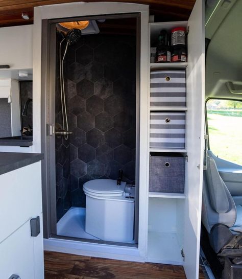 Ultimate Transit Van Conversion with 2 Murphy Beds (For Sale) Sprinter Van Bathroom, Camper Van With Bathroom, Van Conversion With Shower, Van With Bathroom, Van Conversion Shower, Van Conversion Bathroom, Transit Van Conversion, Van Layouts, Ford Transit Camper Conversion