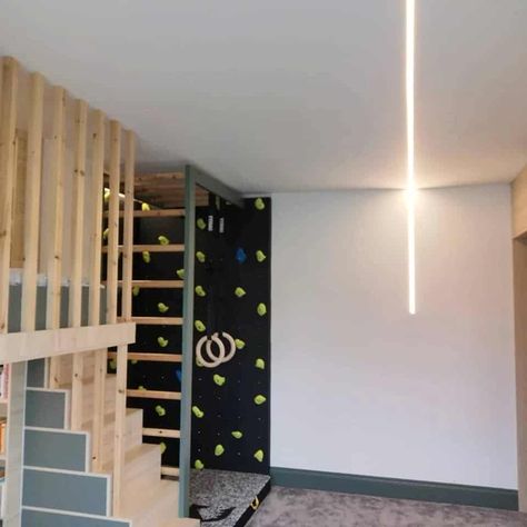 This Kid's Room features a DIY Climbing Wall and Awesome wardrobe 8 Wardrobe Ikea, Diy Climbing Wall, Indoor Playroom, Themed Kids Room, Ikea Kids, Room Hacks, Kids Rooms Diy, Kids Bedroom Designs, Baby Boy Room Nursery