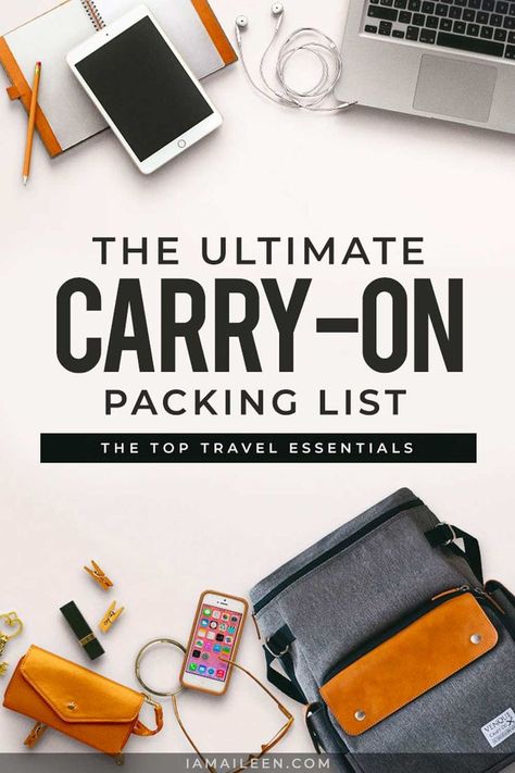 Sort out your stuff and pack light — take a look at this ultimate carry on packing list for the top travel essentials checklist! // #CarryOn #Packing #CarryOnBag Luggage Checklist, Carryon Packing Tips, Carryon Packing List, Carry On Packing List, Carryon Packing, Nomad Travel, Carryon Bag, Pocket Wifi, Carry On Packing