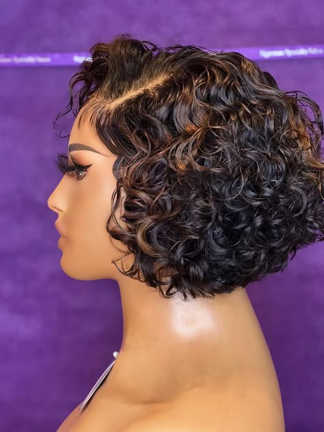 Bulb Wigs For Black Women, Hair Piece Hairstyles, Human Hair Wigs For Black Women, Curly Bob Wig Hairstyles, Short Weave Hairstyles For Black Women, Weaves For Black Women, Hair Weave Styles, Short Curly Weave, Curly Hair Pieces