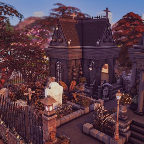 🚨🚨 BaseGame Alert 🚨🚨 Today I have a church for you, with a cemetery and a crypt! Of course only built with the BaseGame, I just cheated a little with the season. I hope you like it. What do you prefer more, day or night? 🌞🌙 🖤🏰🦇🖤🏰🦇🖤🏰🦇 #thesims4builds #thesims4homes #showusyourbuilds #sccregram #somesimlishbuild #simstagram #thesims #sims #thesims4 #ts #ts4 #thesims4house #simsbuild #thesims4home #simshouse #games #PS4 #sims4nocc #instagood #gamer #design #landscape #gardening #flowers #autu... Sims 4 Cc Gravestone, Sims Garden, Sims 4 Cemetery, Gothic Manor Sims 4, Sims 4 Occult House, Sims 4 Cemetery Lot, Games Ps4, Sims 2 Cemetery, Ts4 Builds