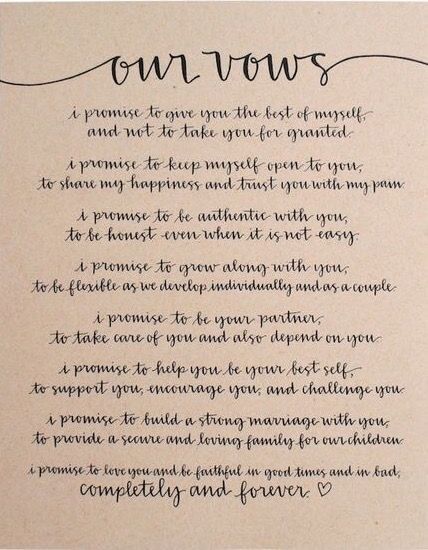 Vows From Bride To Groom, Nature Inspired Wedding Vows, Wedding Vows To Husband Second Marriage, Vows To Husband Ideas, Modern Vows Marriage, Modern Wedding Vows To Husband, Promises To Husband Wedding Vows, Repeat After Me Vows, Lesbian Vows