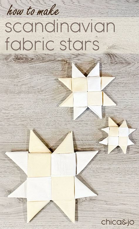 Scandanavian Star Ornaments, Scandinavian Star Ornament Diy, Scandinavian Folded Star Tutorial, No Sew Scandinavian Star Ornament, Fabric Scandinavian Star, Fabric Christmas Stars, Scandinavian Fabric Stars, Scandinavian Folded Star Ornament, Scandinavian Christmas Star