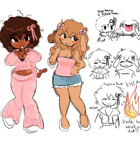 Block Pose Reference, 2 Ocs Poses, Pig Oc Art, Plus Size Art Reference Drawing, Poc Hair Drawing, Character Sheet Ideas, Art Styles Digital, Pudgy Body Type, Curly Hair Oc