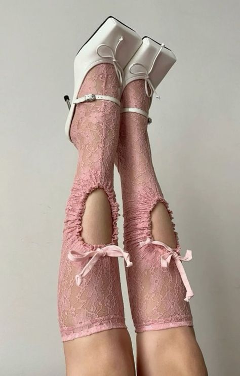 Ballet High Heels, Lace Tights, High Heel Mules, Fashion Tights, Long Socks, Womens Shoes High Heels, Garters, Pretty Shoes, Dream Shoes