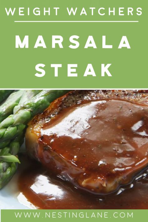 Weight Watchers Italian Marsala Steak Recipe with Rib Eye steak, garlic, beef broth, rosemary, butter, and Marsala wine. A quick and easy 25 minute dinner. 7 WW Freestyle Points. Ww Recipes With Points, Ww Dinner Recipes, Meals Quick And Easy, Weight Watchers Menu, Round Steak Recipes, Balanced Food, Weight Watchers Program, Weight Watchers Dinner, Weight Watchers Meal Plans