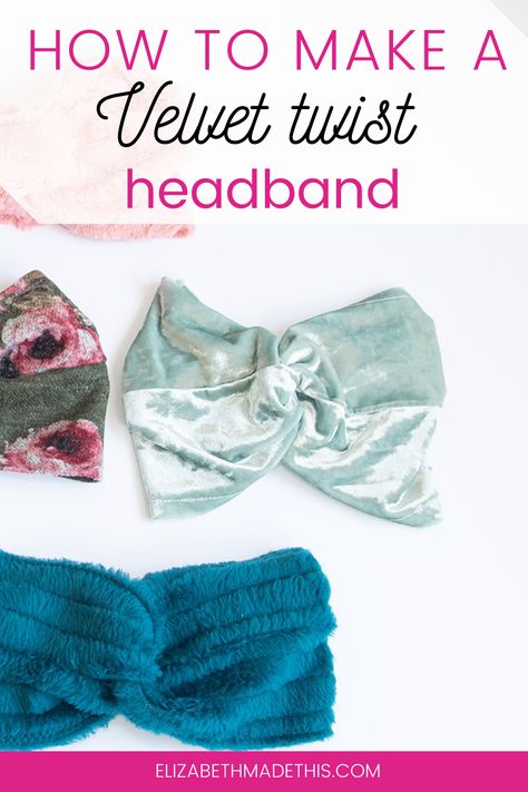 Practice your stretch velvet sewing skills with this quick and easy velvet twist headband. Learn how to make it yourself in stretch velvet + other knits like sweater knits and fleece. #easysewing #sewingtutorial Sewing Machine Thread, Fleece Headbands, Sewing 101, Beginner Sewing, Sewing Tutorials Free, Twist Style, Elizabeth I, Velvet Headband, Simple Tshirt