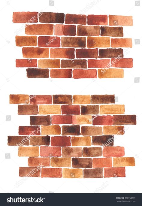 Find Bricks Wall Watercolor Background stock images in HD and millions of other royalty-free stock photos, 3D objects, illustrations and vectors in the Shutterstock collection. Thousands of new, high-quality pictures added every day. Drawing Brick Wall, How To Paint Bricks, Brick Wall Watercolor, How To Paint Brick Wall, How To Draw Bricks, Bricks Watercolor, Brick House Painting, Brick Artwork, Brick Watercolor