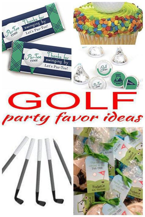 7 Golf party favors kids will love. Fun Golf birthday party favor ideas for boys and girls. Golf Theme Party Favors, Golf Party Favors For Adults, Golf Party Favors For Kids, Golf Goodie Bag Ideas, Golf Birthday Party Favors, Mini Golf Party, Party Favor Ideas For Kids, Golf Baby Showers, Birthday Party Favor Ideas