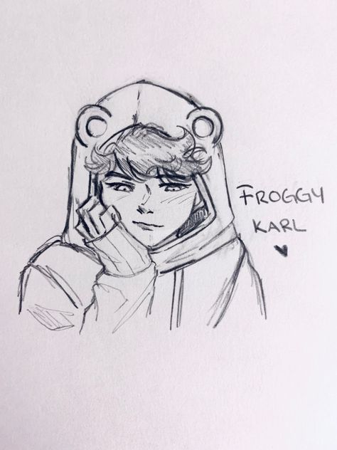 Another quick doodle, karl and his frog hoodie <3 Frog Hoodie, Karl Jacobs, A Drawing