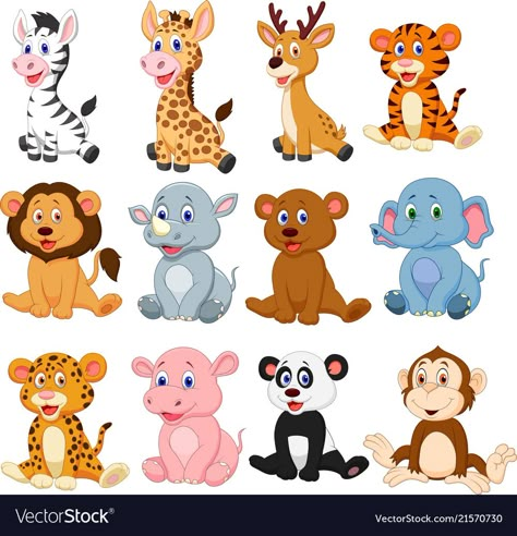 Animals Cartoon Images, Wild Animals Cartoon, Animal Cartoon Illustration, Cute Animals Cartoon, Baby Animal Nursery Art, Animal Nursery Art, Jungle Theme Birthday, Animals Cartoon, Baby Animal Nursery