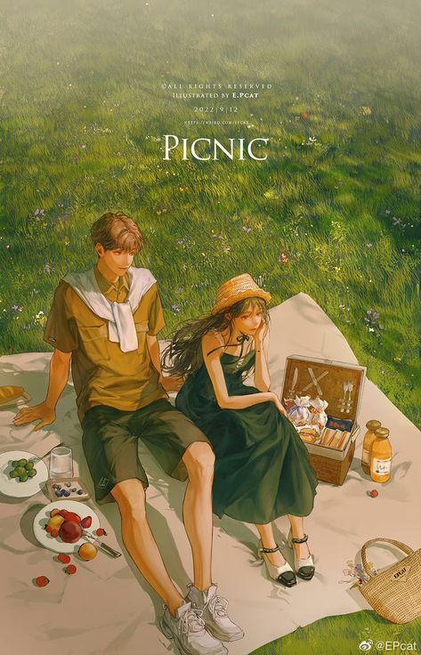 Anime Picnic, Minako Narita, K Wallpaper, Couple Illustration, Animated Love Images, Love Illustration, Cute Couple Art, Digital Art Anime, Romantic Art