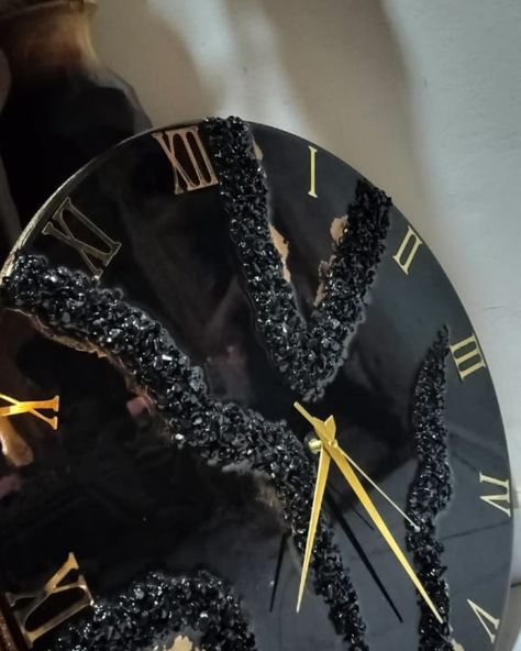 Resin Black Wall Clock..✨🖤 #wallclock #walldecoritems #blackwatch #wallwatch #handmadeproducts #handmadewithlove #decorativeitems @7_sisters_00 7 Sisters, Wall Watch, Black Wall Clock, Black Wall, Black Walls, Black Watch, Wall Clock, Decorative Items, Clock