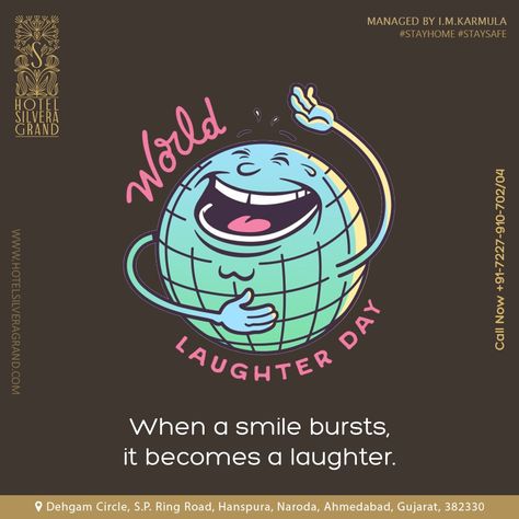 Laughter is a sense of proportion and a power of seeing yourself from the outside. This World Laughter Day, spend your sunday with loved ones and laugh on all the good old memories that you had from childhood.  . . #worldlaughterday #laughterday #smile #spreadlove #lockdown2020 #quarantine #stayhome #staysafe #laugh #laughoutloud #lol #washyourhands #sanitizers #rooftoprestaurant #restaurant #celebrations #banquethall #hotelsilveragrand #springroad #ahmedabad World Laughter Day, Laughter Day, Old Memories, Rooftop Restaurant, Spread Love, Grand Hotel, Ahmedabad, Good Old, Out Loud