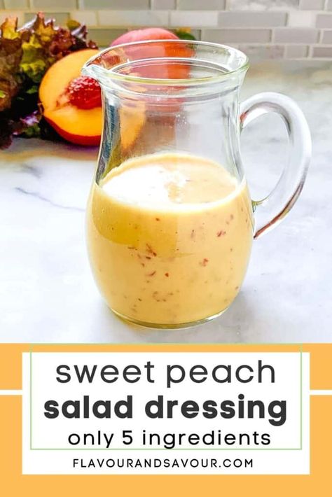 Peach Salad Dressing, Salad With Peaches, Sweet Dressing, Salad Dressing Recipes Healthy, Clean Eating Salads, Peach Puree, Salad Dressing Recipes Homemade, Peach Salad, Homemade Salads