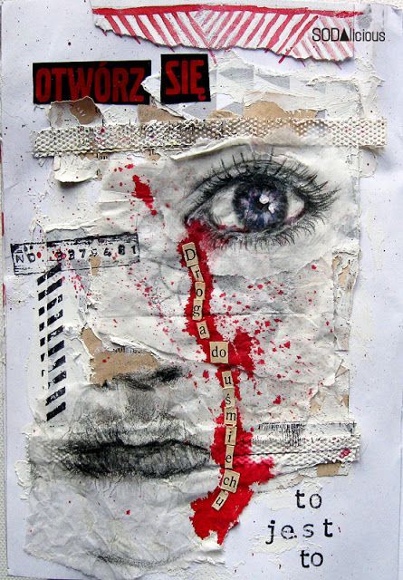 ⌼ Artistic Assemblages ⌼ Mixed Media & Collage Art - Collaged Face for Journal Art About World Issues, Layers In Art, Pop Art Research Page, Multi Medium Art, Layers Art Gcse, Layering Art, Sketchbook Collage, Face Collage, Multimedia Art