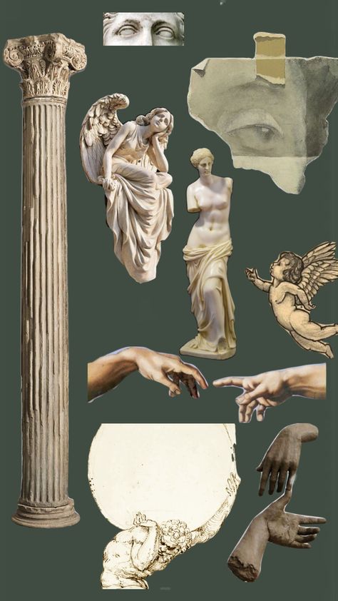 Ancient Greece Design, The Secret History Aesthetic, Portfolio Cover Design, Italian Statues, Greece Design, Collage Creator, Greece Art, Cute Website, Marble Columns