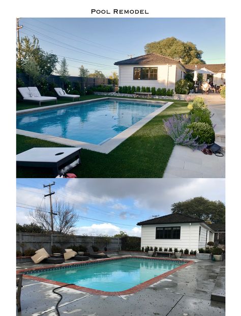 Diy Pool Renovation, Pool Redo Before And After, Pool Renovation Ideas Before And After, Pool Before And After, Pool Makeover Before And After, Pool Concrete Deck Ideas, Pool Renovation Before And After, Pool Remodel Before And After, Resurfaced Concrete