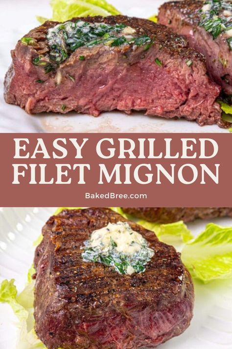 Stay home and treat yourself to Grilled Filet Mignon! Easy recipe for a sumptuous meal. Learn to cook it perfectly even if you're new to grilling! Pan Seared Filet, Seared Filet Mignon, Pan Seared Filet Mignon, Perfect Filet Mignon, Filet Mignon Recipe, Filet Recipes, Herb Butter Recipe, Carnivore Diet Recipes, Cast Iron Skillet Cooking