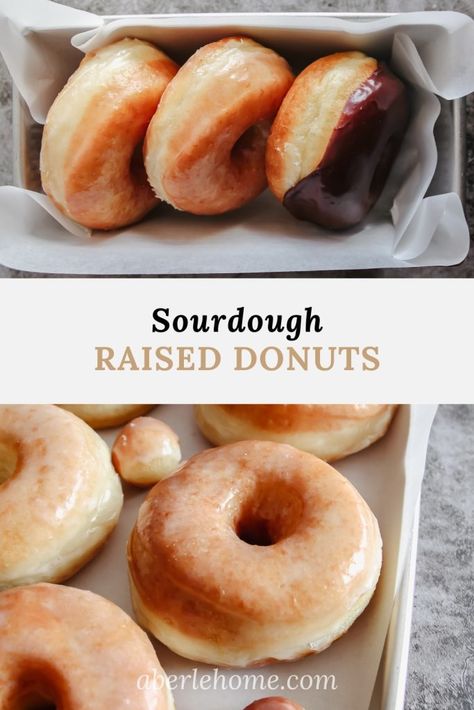 Sourdough Raised Donuts - Aberle Home Discard Donut Recipes, Sourdough Discard Baked Donut Recipe, Sourdough Starter Donut Recipe, Sourdough Uses, Sourdough Starter Dessert Recipes, Sourdough Baked Donut Recipe, Sour Dough Recipes Dessert, Baked Sourdough Donut Recipe, Sourdough Discard Doughnut Recipe